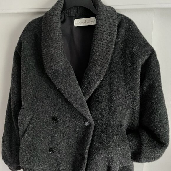 Peruvian Connection Bomber Jacket Size M Gray Alpaca Wool Vintage Button Coat - Picture 6 of 15